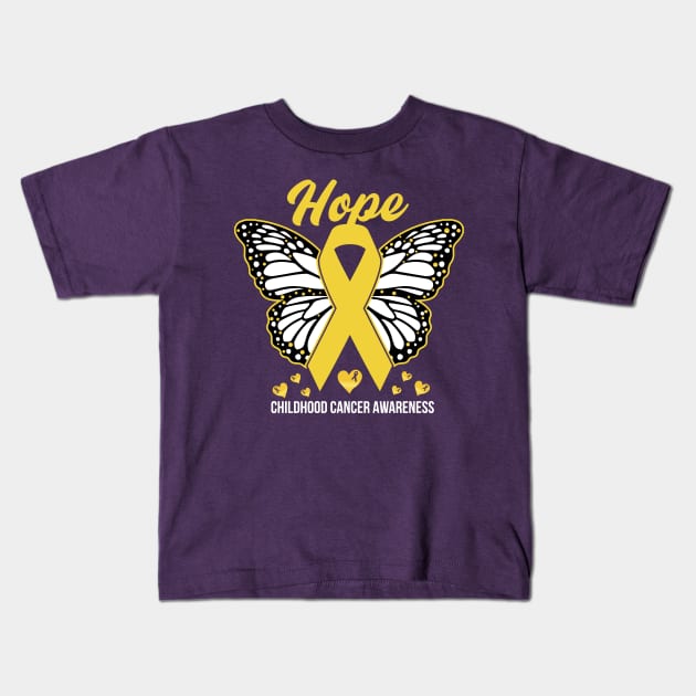 Hope For A Cure Childhood Cancer Awareness Support Childhood Cancer Warrior Gifts Kids T-Shirt by T-shirt US